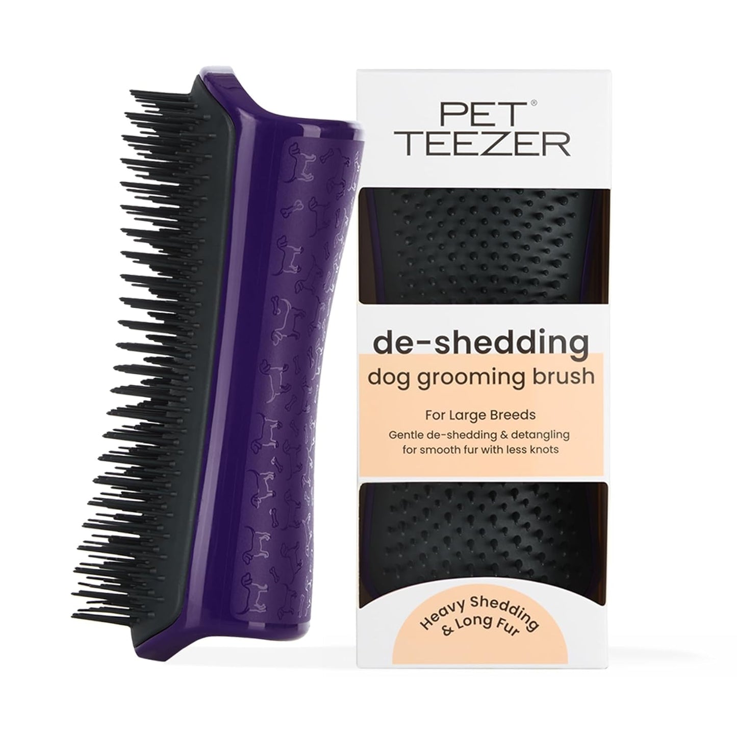 Pet Teezer De-Shedding Dog Brush by Tangle Teezer, Dog Grooming Tool for Long Haired Breeds and Wet or Dry Fur, Large, Blue & Pink