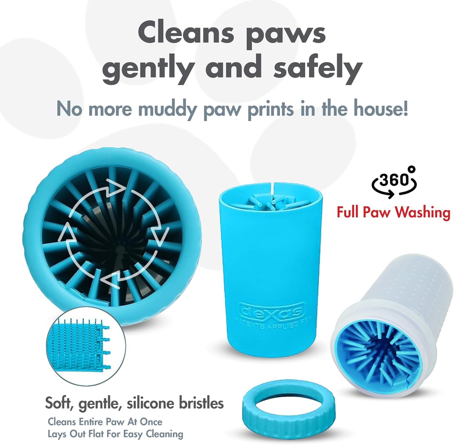 Dexas MudBuster Medium Dog Paw Cleaner in Fuchsia - Fits 1.5"-2.5" Wide Paws, Portable Paw Washer for Muddy Paws, Dog Paw Cleaning Cup with Gentle Silicone Bristles, Quick Clean Pet Paw Washer