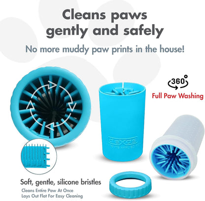 Dexas MudBuster Medium Dog Paw Cleaner in Fuchsia - Fits 1.5"-2.5" Wide Paws, Portable Paw Washer for Muddy Paws, Dog Paw Cleaning Cup with Gentle Silicone Bristles, Quick Clean Pet Paw Washer
