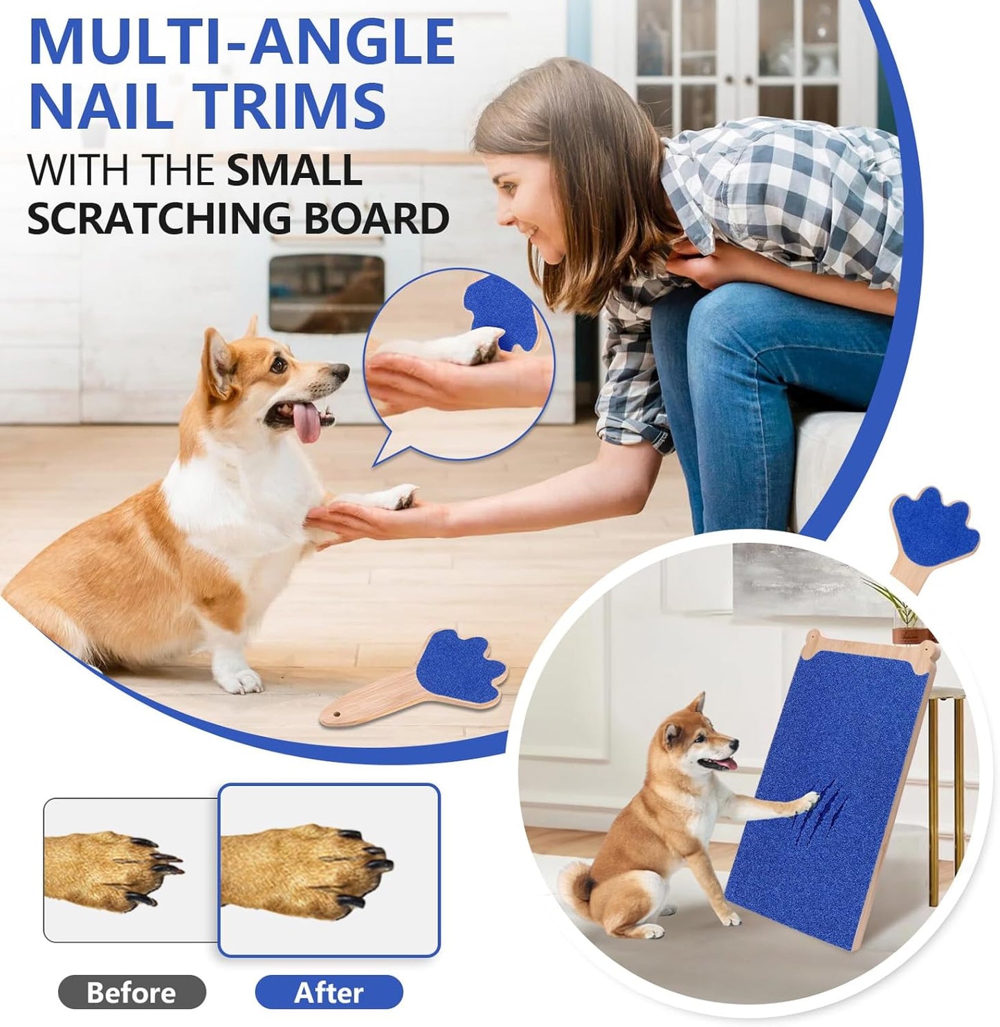 Dog Scratch Board Large Scratching Pad Multi-Functional Trimming Tool Alternative to Dog Nail Clippers and Pet Grinders Pet Nails Care for Dogs&Cats,Interactive Grooming Tool