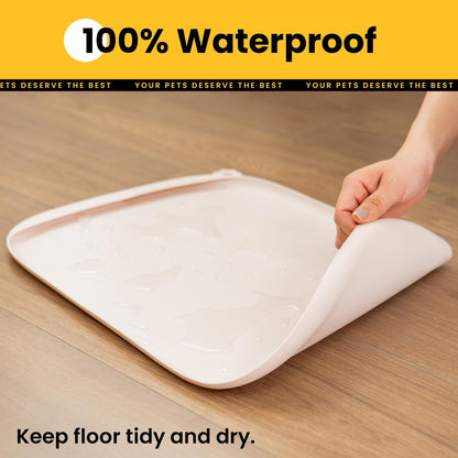 Conlun Dog Food Mat,1/2 Inch Raised Edges Cat Feeding Mat,BPA-Free Silicone Pet Mats for Floor Waterproof,Rubber Placemats for Food and Water Bowls(Natural Tan,18.9"x11.8")