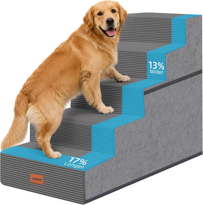 Dog Stairs for Small Dogs, 13.5" H, 3-Step Pet Steps for Couch Sofa and Chair, Non-Slip Balanced Pet Ramp for Medium Cats,Indoor Dog Ladder, Grey
