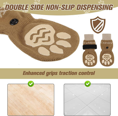 EXPAWLORER 6Pcs Anti-Slip Dog Socks to Prevent Licking Paws,Dog Shoes for Hot Pavement,Dog Booties Traction Control on Hardwood Floor,Boots & Paw Protectors, for Puppy Small Medium Large Senior Dogs