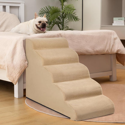 Aodisman 3-Step Dog Ramp and Stairs for Sofa and Chair - Non-Slip Sturdy Pet Steps for Small Dogs and Cats,15.7" H,Grey