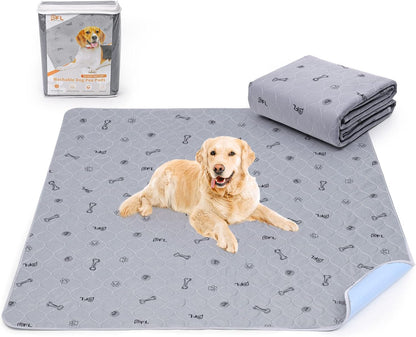 Washable Pee Pads for Dogs, 2Pack Reusable Puppy Pads, Absorbent Whelping Pads with Bone Print, Non-Slip Waterproof Pet Training Pads for Couch, Crate, Potty Training 18x24