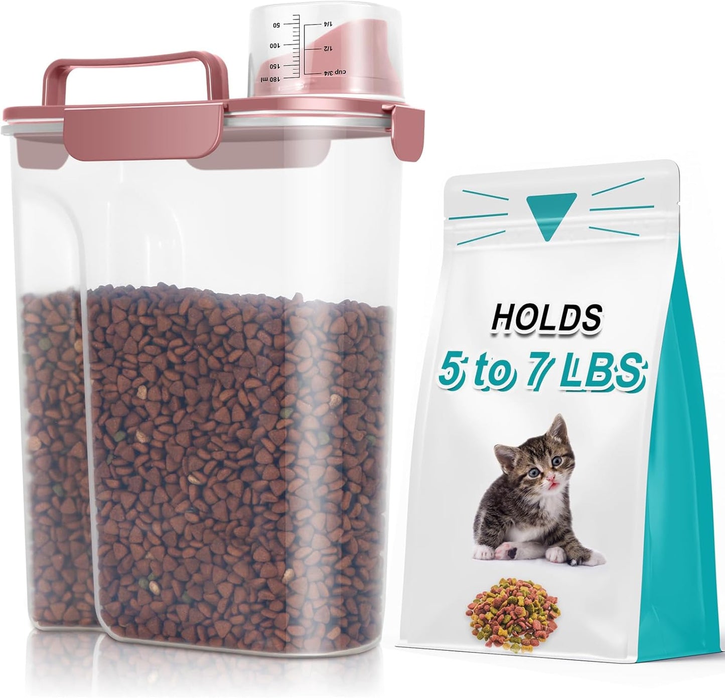 TBMax Dog Food Storage Container 5-7 lbs, Airtight Cat Food Container with Larger Spout & Measuring Cup, Portable Pet Food Storage Dispenser for Small Animal Kibble Storage, Bird Seed Container