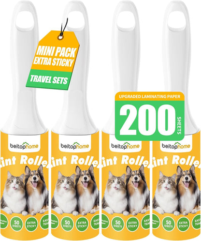 Lint Roller, 800-Sheet Extra Sticky Rollers for Pet Hair, 4 Handles, Value Pack for Dogs, Cats, Clothes, Carpet, Furniture