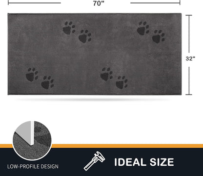 PURRUGS Dirt Trapping Door Mat 20" x 31.5", Non-Skid/Slip Machine Washable Microfiber Entrance Rug, Shoes Scraper, Dog Doormat, Super Absorbent Floor Mat for Muddy Wet Shoes and Paws, Grey