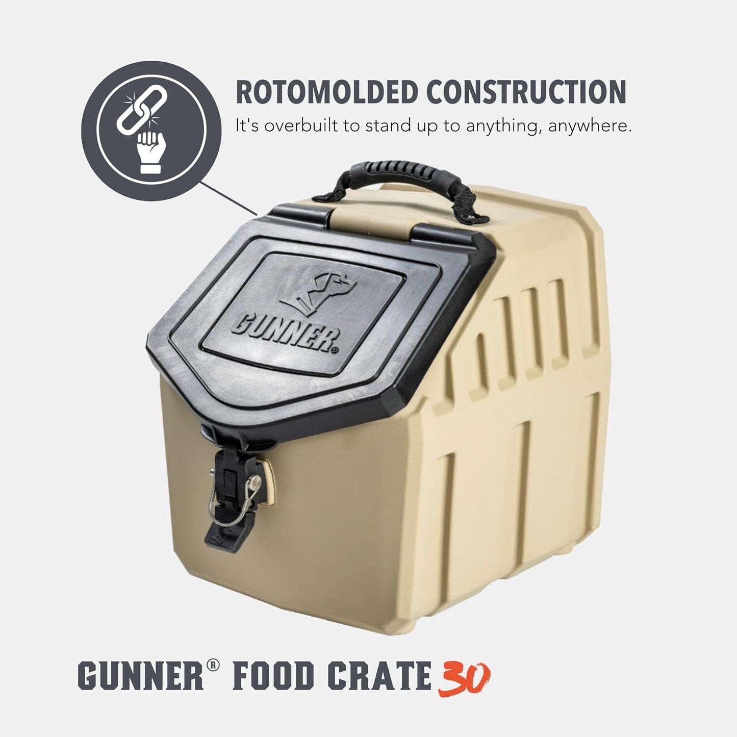 GUNNER 50 lbs Dog Food Storage Container - Waterproof & Airtight Pet Food Bin - Multi-Purpose Container for Dry Food, Corn, Chicken Feed, Treats, Bird Seed, & More - Gunmetal