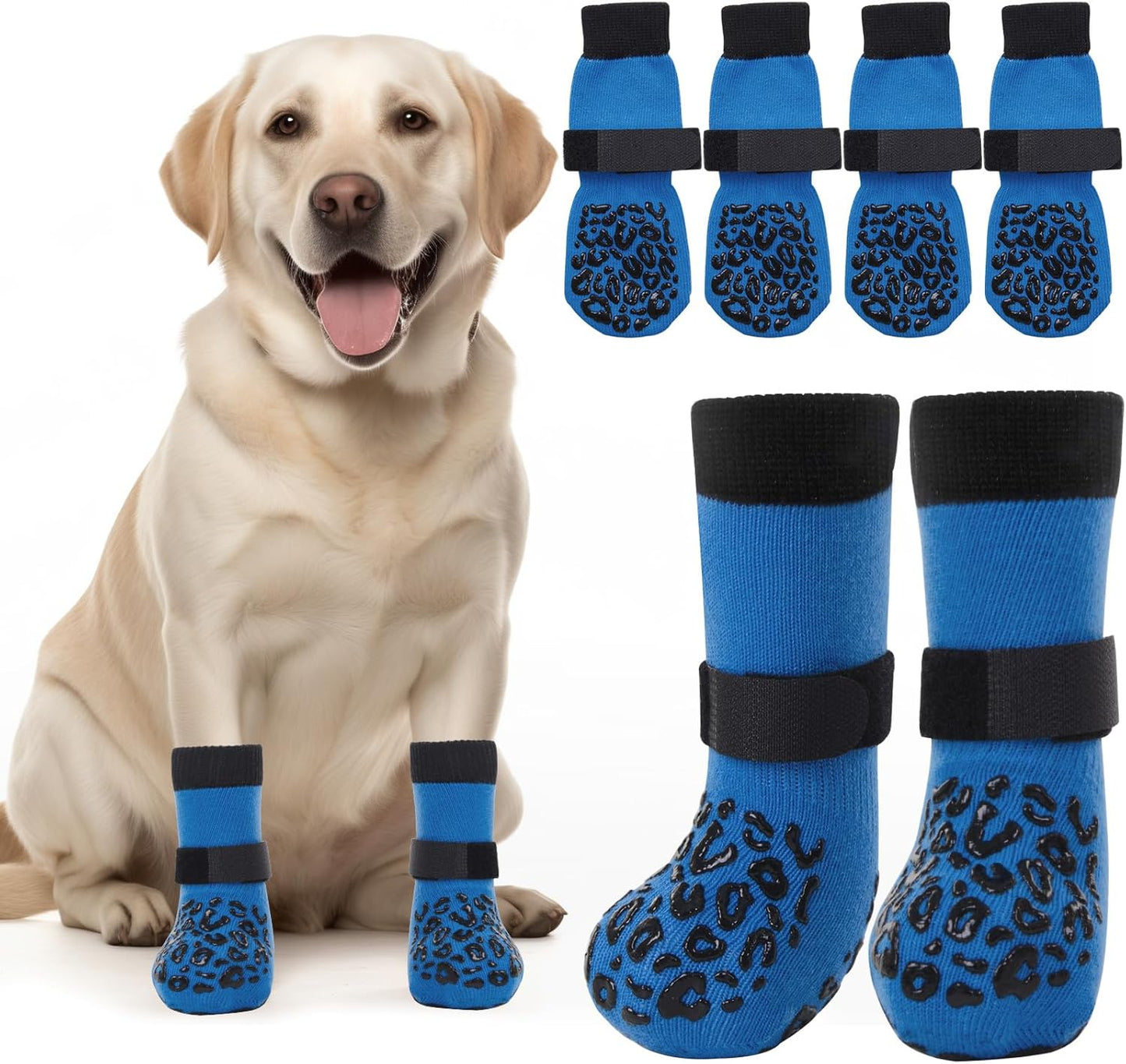 PICK FOR LIFE Non Slip Dog Socks with Grippers Prevent from Licking Paws,Anti-Slip Dogs Grip Socks for Senior Dogs on Hardwood Floor(Grey,2Pairs,L)