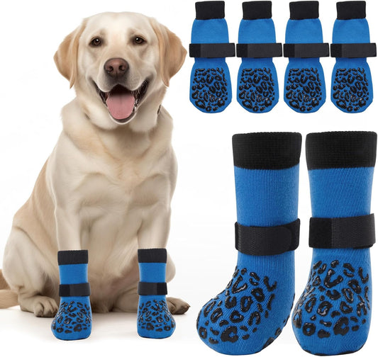 PICK FOR LIFE Non Slip Dog Socks with Grippers Prevent from Licking Paws,Anti-Slip Dogs Grip Socks for Senior Dogs on Hardwood Floor(Grey,2Pairs,L)