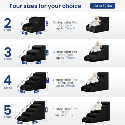 GoGoBunny Ramp Dog Stairs for Couch Sofa and Chair 15.7" H, 3-Step Pet Steps for Small Dogs and Cats, Non-Slip Waterproof Fabric Cover, Stable and Balanced Indoor Step, Pets Friendly, Grey
