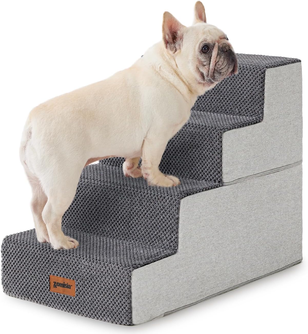 ZOMISIA Dog Steps for Couch - Pet Stairs for Small Dogs and Cats, Dog Steps with Non-Slip Bottom Grey 3 Steps, Grey