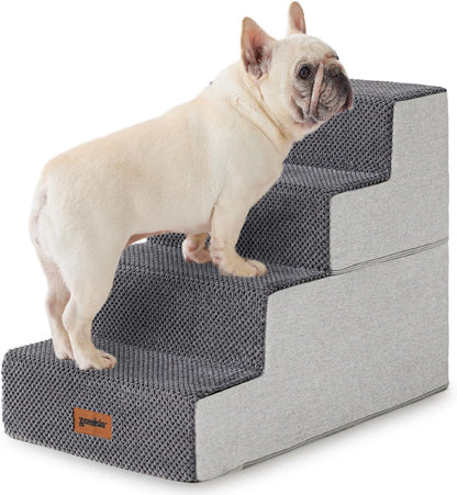 ZOMISIA Dog Steps for Couch - Pet Stairs for Small Dogs and Cats, Dog Steps with Non-Slip Bottom Grey 3 Steps, Grey