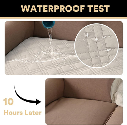 PrinceDeco 100% Waterproof Couch Cover for 3 Cushion Couch Sofa Pet Friendly Non-Slip Couch Cover for Dogs Washable Water Resistant Furniture Protector with Elastic Straps(Sofa 68", French Oak)