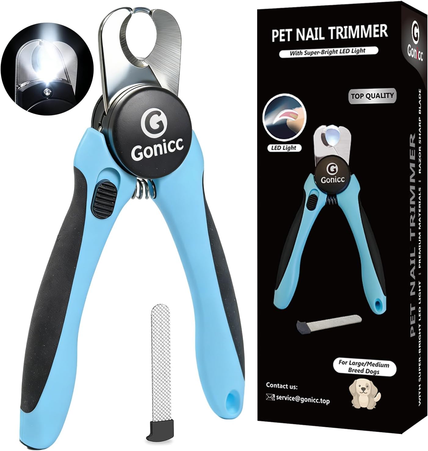 gonicc Dog & Cat Pets Nail Clippers and Trimmers - with Safety Guard to Avoid Overcutting, Free Nail File, Razor Sharp Blade - Professional Grooming Tool for Pets (for Medium to Small Dogs)
