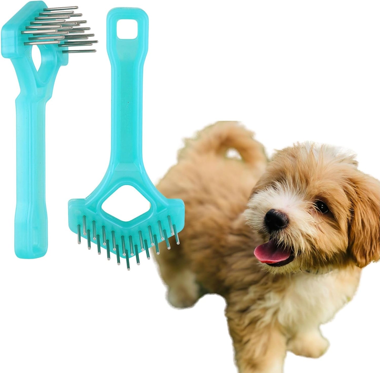 Mini-Rake V-Shaped with 1" Long Double-Row Rotating Teeth (AquaBlue)