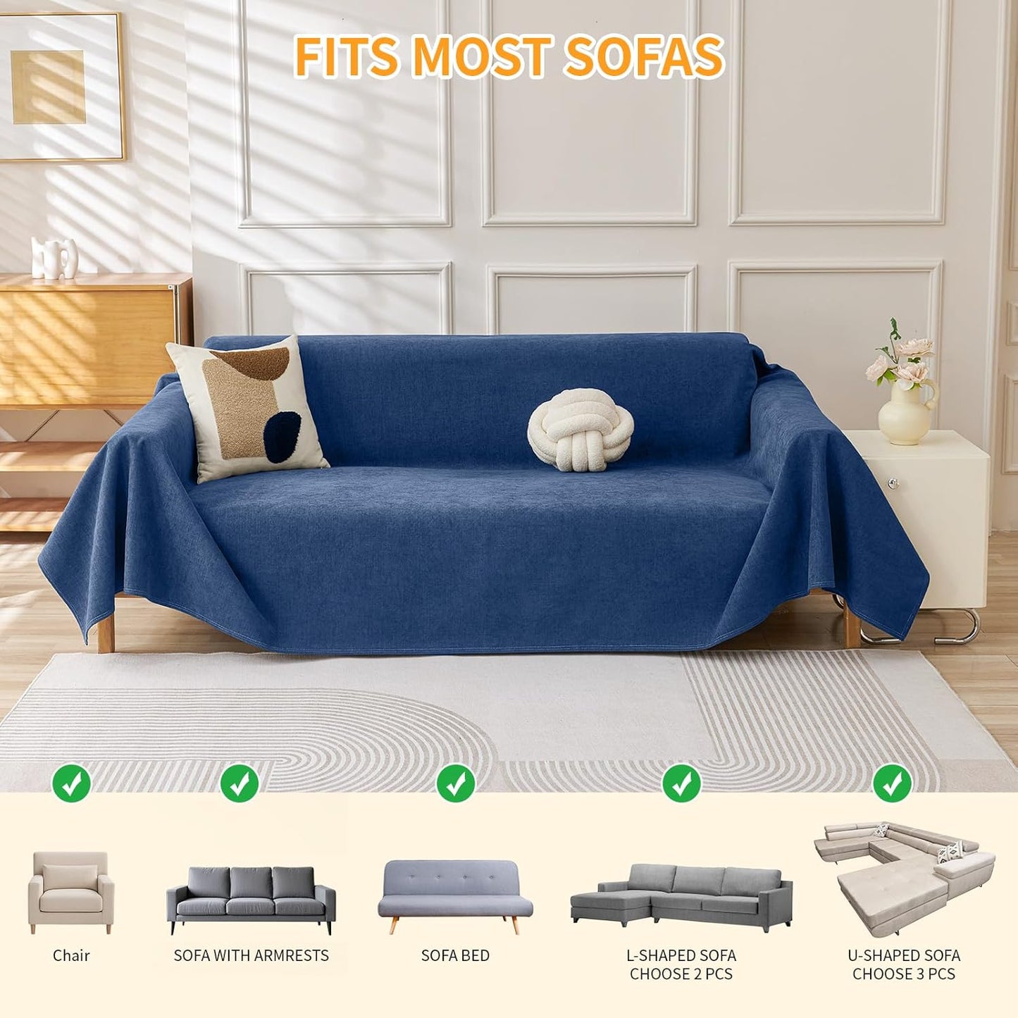 Deep Dream Cat-Scratch Resistant Couch Cover, Waterproof Sofa Cover for 3 Cushion Couch Washable, Pet Friendly Couch Protectors Anti Slip Thickened Love Seat Slipcovers for Pets, 71" x 118", Dark Grey