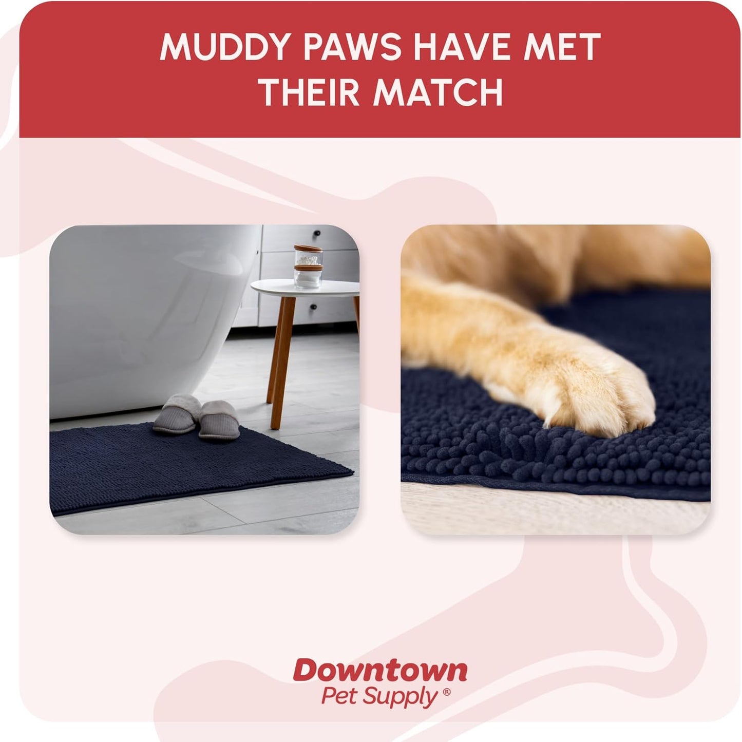 My Doggy Place Dog Mud Mat, 36"x26" Ash – Thick Microfiber Entry Rug for Snow, Mud & Salt – Absorbent, Quick-Dry, Washer-Safe & Non-Slip, Large