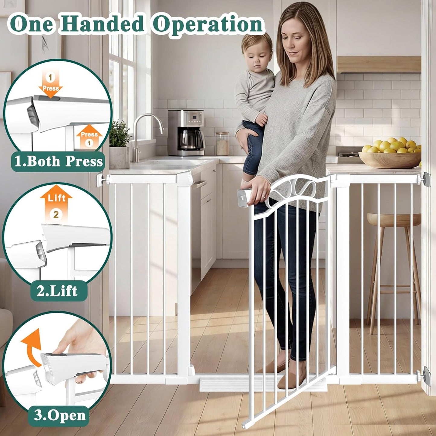 Fairy Baby 68.1"-70.8" Extra Wide Press Mounted Baby Gate Indoor for Kids Or Pets Walk Thru No Drill Long Dog Gates for The House Doorway Child Safety Gate