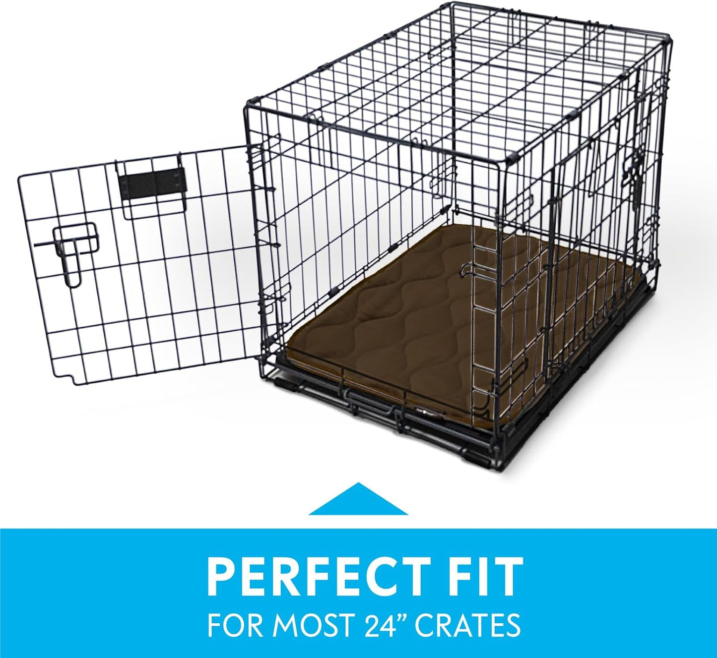Paw Inspired Washable Padded Crate Mats for Dogs | 29” x 18” Pad, Fits 30-inch Kennels | Leakproof, Waterproof Bottom, Plush Pet Beds (Gray)