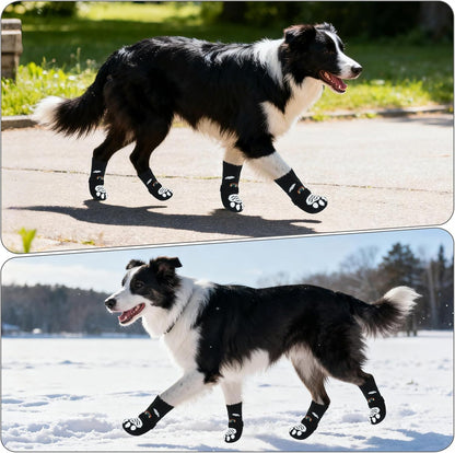PUPTECK Anti Slip Dog Socks with Double Grippers for Hardwood Floors, Shoes for Hot/Cold Pavement, Boots & Paws Protectors to Prevent Licking, Traction Booties for Senior Small Large Dogs