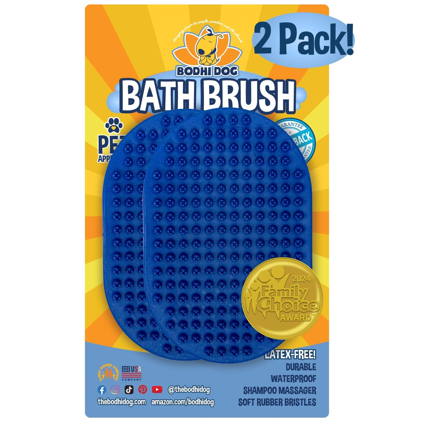 Bodhi Dog Shampoo Brush - Pet Grooming & Bath Supplies for Dogs and Cats - Bath Brush for Long & Short Hair - Premium Scrubber for Shower, Bathing & Massage (One Pack, Blue)