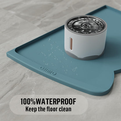 OHMO - Cat Food Mat, Silicone Pet Feeding Mat for Floor Non-Skid Waterproof Dog Water Bowl Tray, Easy to Clean Pet Placemat (Erythrinus, 18 * 9.8'')