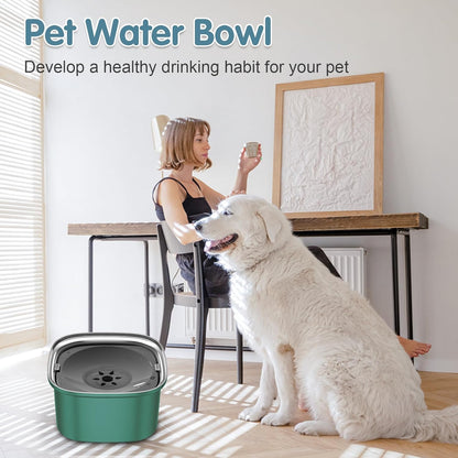 UPSKY 3L Dog Water Bowl 101oz Stainless Steel No Spill Large Capacity Dog Food Water Bowl Slow Water Feeder, Spill Proof Pet Water Dispenser Vehicle Carried Travel Water Bowl