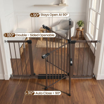 Mumeasy 36" High Extra Tall Dog Gate, 29.6"-40.5" Wide Pressure Mounted Tall Baby Gate for Dog, Auto Close Pet Gate with Door for Stairs,Doorways,House,Black
