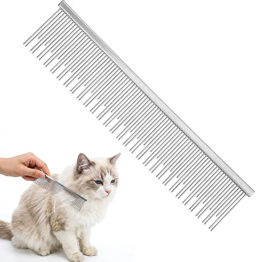 Metal Comb for Dogs & Cats, 6" Stainless Steel Detangling Fine Tooth Grooming Tool for Long & Short Haired Pets, Anti-Static Dematting Comb for Indoor Cat Matted Fur Removal Shedding Control