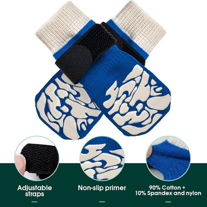 Kuoser Non-Slip Dog Socks, 2 Pairs Socks to Prevent Licking Paws, Paw Protectors for Hot Pavement, Hardwood Floors, Traction Control for Small, Medium, Large Dogs