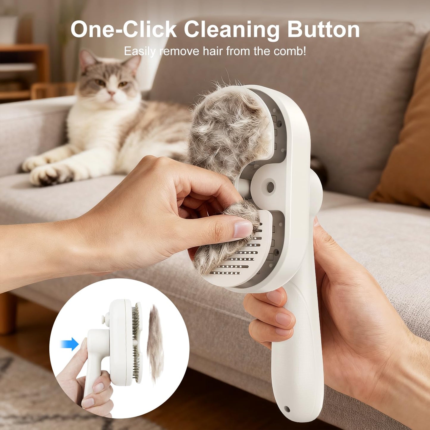 Cat Brush for Shedding, 2026 Upgraded Mist Spray & Self Cleaning Slicker Brush for Indoor Cats & Dogs, Pet Steam Brushes Rechargeable, Skin Friendly Pet Grooming Comb with 180° Rotating Handle