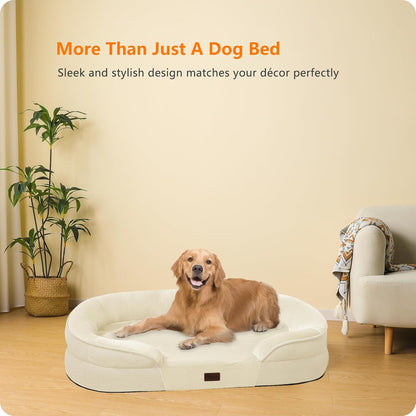 Dwanton Orthopedic Dog Bed for Medium Dogs with Gel Memory Foam, Waterproof Dog Sofa, Washable Pet Bed with Four Sided Bolster Cushion, Removable Cover & Non-Slip Bottom, 36", Dark Gray