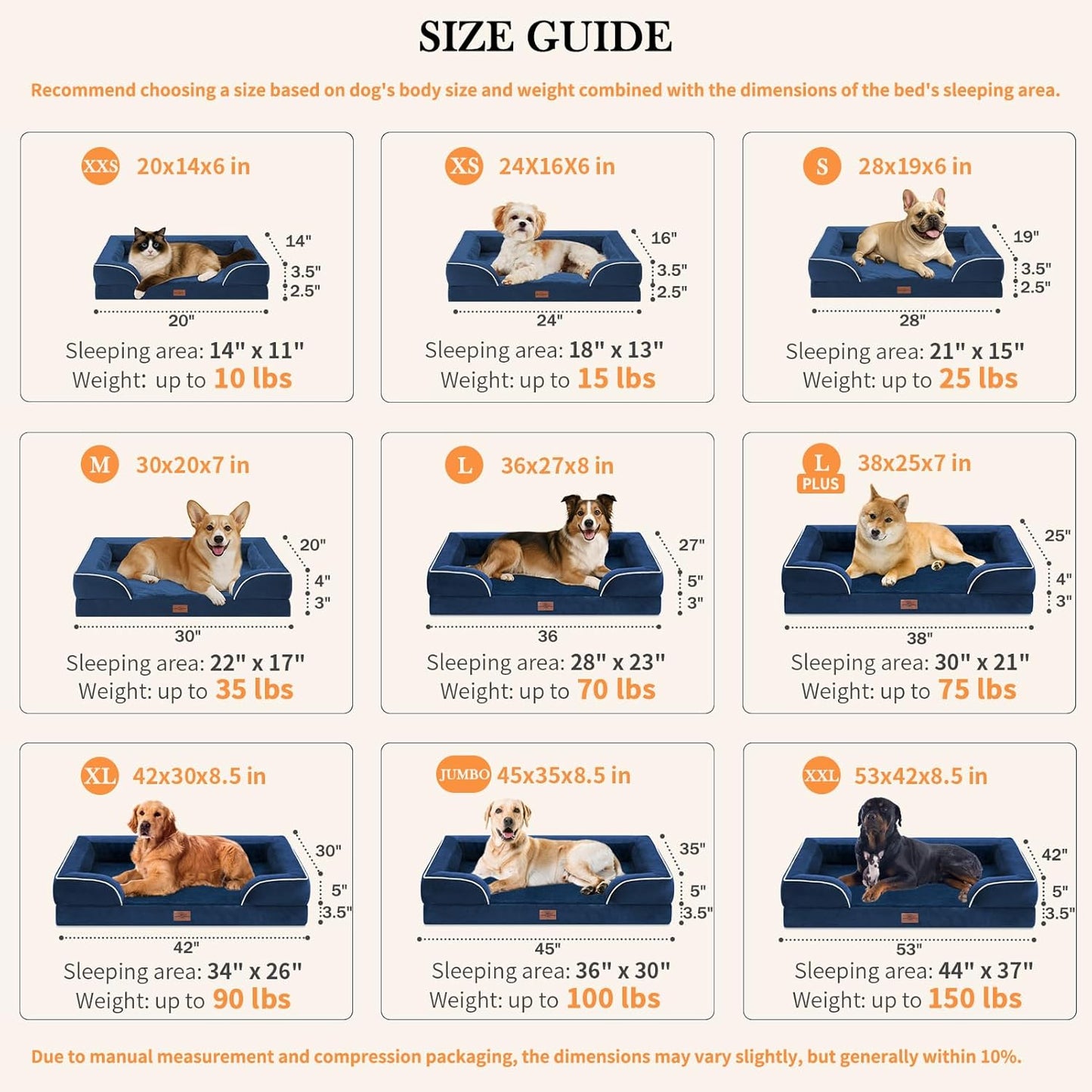 Comfort Expression Orthopedic Dog Bed for Extra Large Dogs 42x30 Inch, Waterproof Egg Crate Foam XL Pet Bed with Removable Bolsters, Dog Couch with Washable Cover & Non-Slip Bottom, Grey - Colors B
