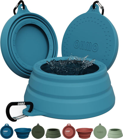 OHMO Spill Proof Collapsible Dog Water Bowl 24oz for Cars, No Splash Portable Bowls for Dog Travel, Dishwasher Safe, Pet Essentials for Road Trips, Cat Travel Accessories