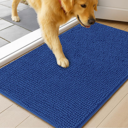 MudGuard Mat™ Dog Door Mat for Muddy Paws, Super Absorbent Microfiber, Non-Slip Indoor Mat, Quick Dry Chenille Mud Mat for Dogs & Entryway, Washable, Grey 19" x 30"