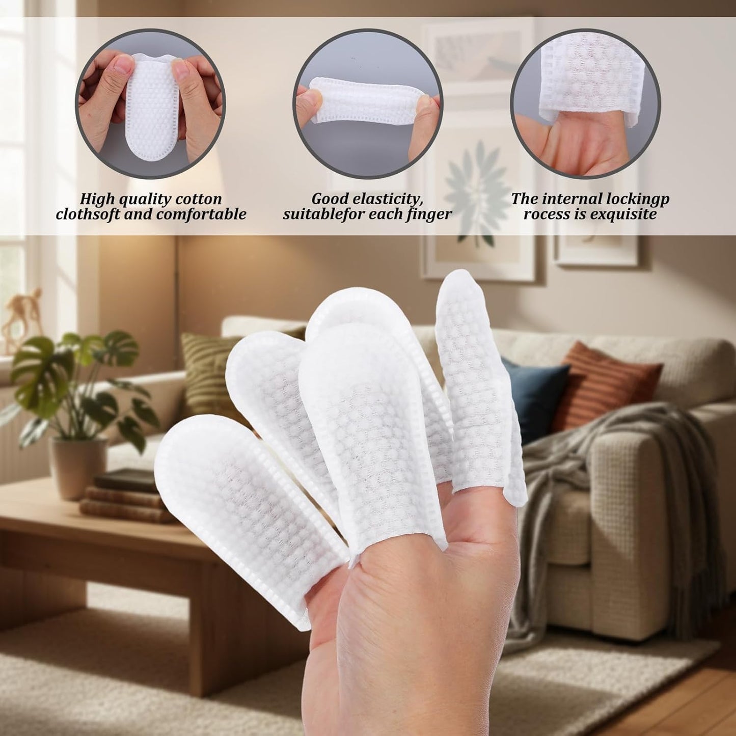 100 Pcs Cotton Finger Cots Dog Ear Wipes for Pet Ear Cleaning Cloth Finger Cots Fingers Covers Fingers Gloves Disposable for Nails Cleaning Dog Cat Teeth Cleanings Grooming Nail Trimming Precise Tasks