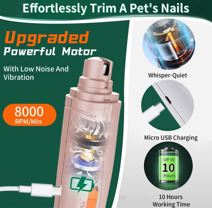 2 in 1 Dog Nail Clippers & Cat Nail Clippers Trimmers for Large Medium Small Dogs Cats Claw Trimmer Quick Sensor and Safety Guard USB Rechargeable Dogs Nail Trimmer with Catcher & 2 LED Lights