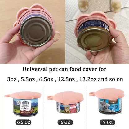 Pet Can Opener & 3 Pcs Cat Food Can Lids | Universal BPA Free Silicone Covers & Multi-Function Wet Food Spoon for Cat and Dog Food(Dark Blue)