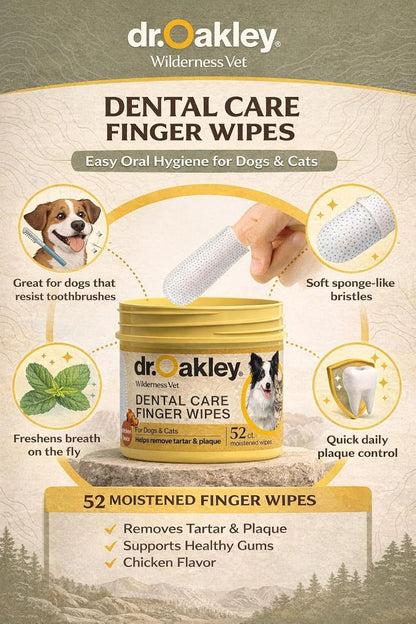 Dr. Oakley Yukon Vet Pet Teeth Cleaning Wipes for Dogs & Cats Bad Breath & Plaque Removal (Mint Flavor)