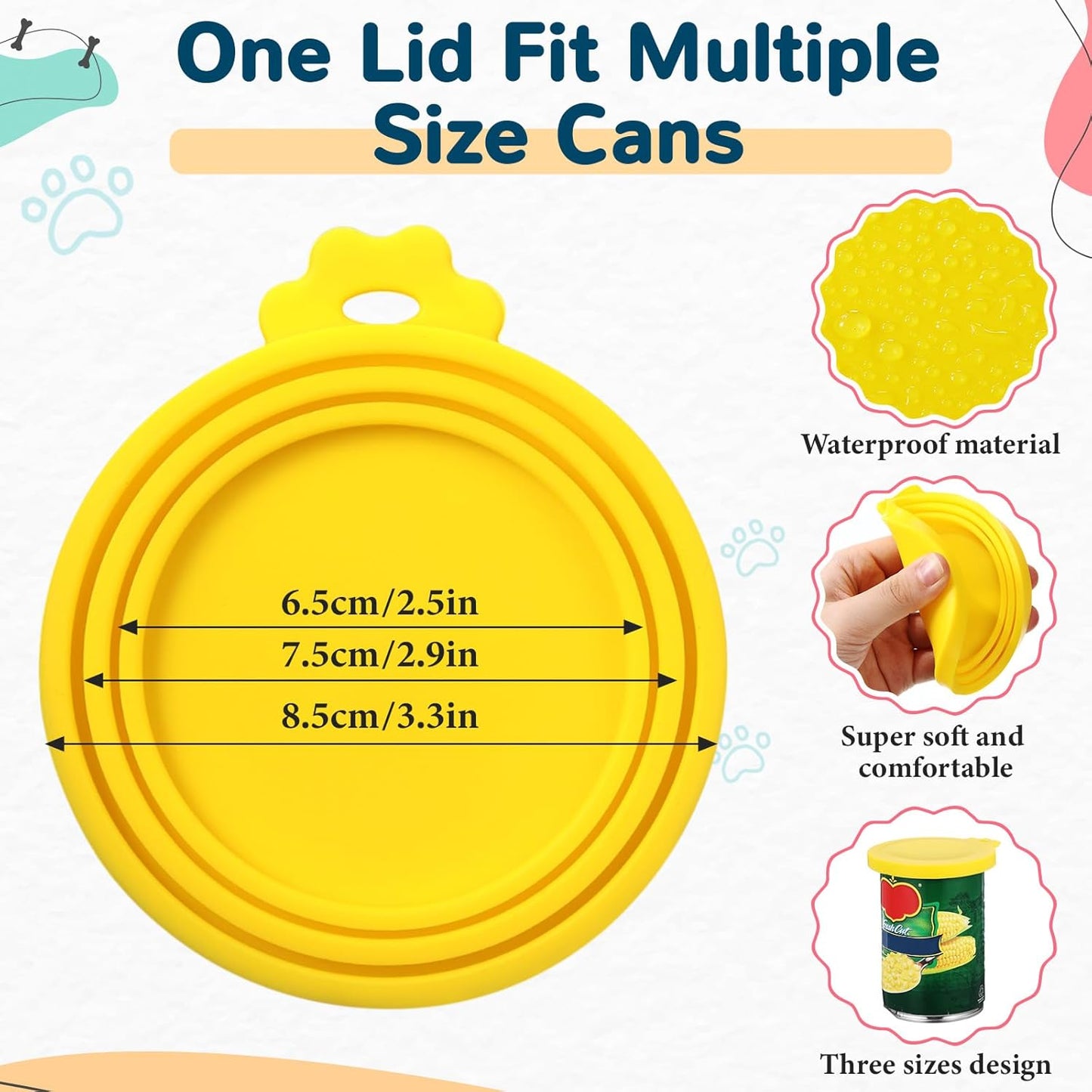 Uiifan 8 Pcs Cat Food Can Covers Lids Set, Silicone Pet Food Can Lids with Multi-Function Cat Foods Spoon and Opener, Silicone Wet Foods Spoon for Cats and Dogs(Pink)