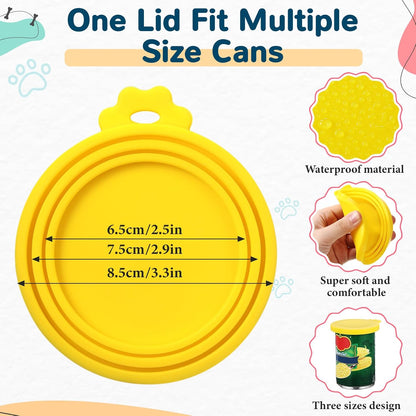 Uiifan 8 Pcs Cat Food Can Covers Lids Set, Silicone Pet Food Can Lids with Multi-Function Cat Foods Spoon and Opener, Silicone Wet Foods Spoon for Cats and Dogs(Pink)