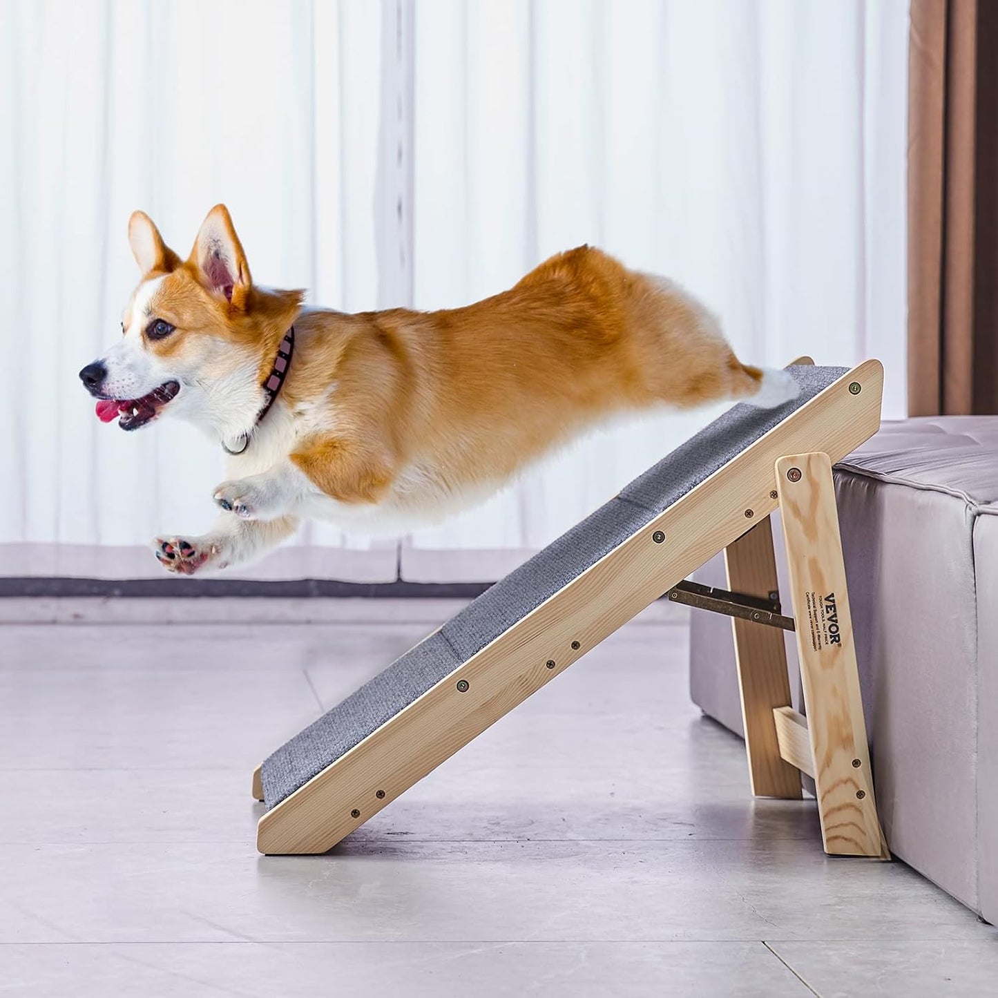 VEVOR Wood Pet Stairs, 2-Step Dog Stairs for Beds, Sofa & Cars, 110lbs Load Capacity, Floded Flat Design, Stable & Sturdy Cat & Dog Step Ladder for Small Medium Large Older Pet Puppy Essentials