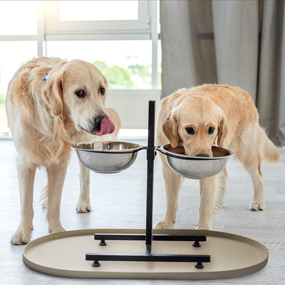 DogBuddy Dog Food Mat - Waterproof Dog Bowl Mat, Silicone Pet Mat for Food and Water Bowls, Nonslip Pet Feeding Mat with Edges, Dogs Food Mats for Floors, Puppy Supplies (Small, White Sand)