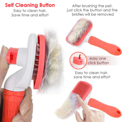 Self-Cleaning Slicker Brush, Dog Cat Bunny Pet Grooming Shedding Brush, Easy to Remove Loose Undercoat, Pet Massaging Tool Suitable for Pets with Long or Short Hair (Black)