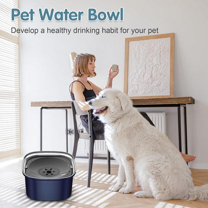 UPSKY 3L Dog Water Bowl 101oz Stainless Steel No Spill Large Capacity Dog Food Water Bowl Slow Water Feeder, Spill Proof Pet Water Dispenser Vehicle Carried Travel Water Bowl