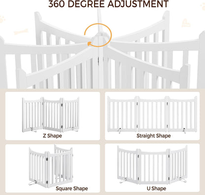 Yaheetech Freestanding Pet Gate 3-Panel Wooden Dog Fence with 2 Support Feet Folding Dog Gate for Indoor, Stairs, Doorways, Halls, Kitchen Wooden Pet Barrier White 36" H