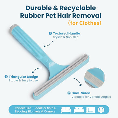 Analan 3-in-1 Pet Hair Remover & Grooming Set for Dogs & Cats – Self-Cleaning Brush for Shedding, Cat Brush, Metal Fur Remover for Couch Carpet & Car, and Rubber Tool for Clothes & Bedding