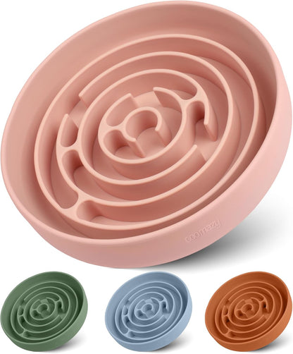 Coomazy Extra Large Slow Feeder Bowl, Silicone Dog Bowl with Suction Cups, Slow Feeder & Non-Slip Design, Boredom and Anxiety Reducer, Suitable for Large Dogs, Avocado Green, 5 Cup